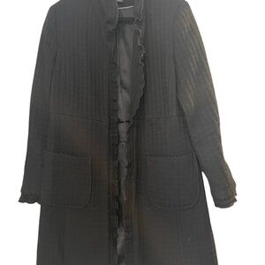 DKNY Jacket – Wool Blend, Ruffle Detail, Smart Casual Layer, Size Small